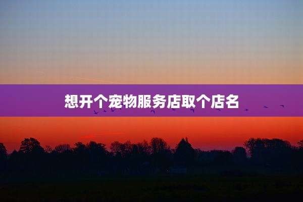 想开个宠物服务店取个店名