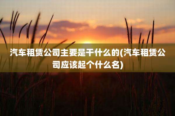 汽车租赁公司主要是干什么的(汽车租赁公司应该起个什么名)