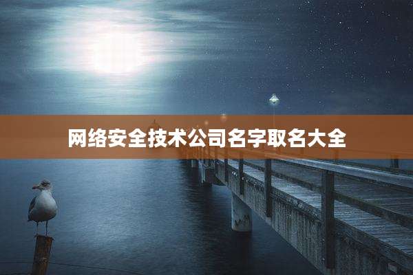 网络安全技术公司名字取名大全