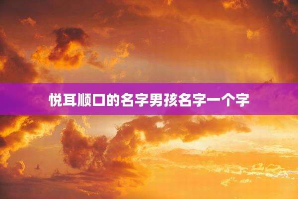 悦耳顺口的名字男孩名字一个字