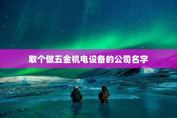 取个做五金机电设备的公司名字