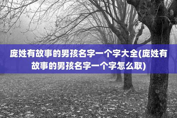 庞姓有故事的男孩名字一个字大全(庞姓有故事的男孩名字一个字怎么取)