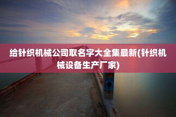 给针织机械公司取名字大全集最新(针织机械设备生产厂家)