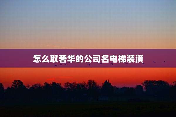 怎么取奢华的公司名电梯装潢