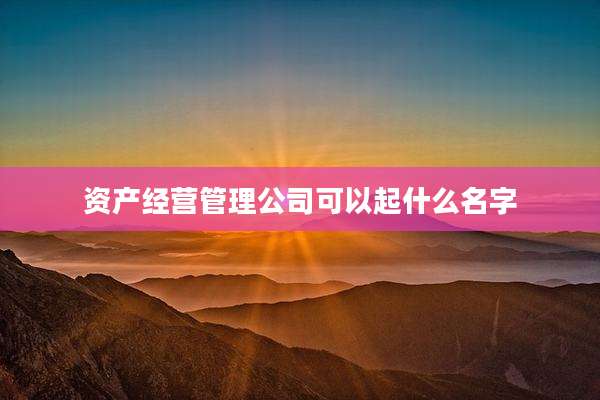 资产经营管理公司可以起什么名字