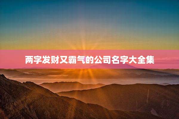 两字发财又霸气的公司名字大全集