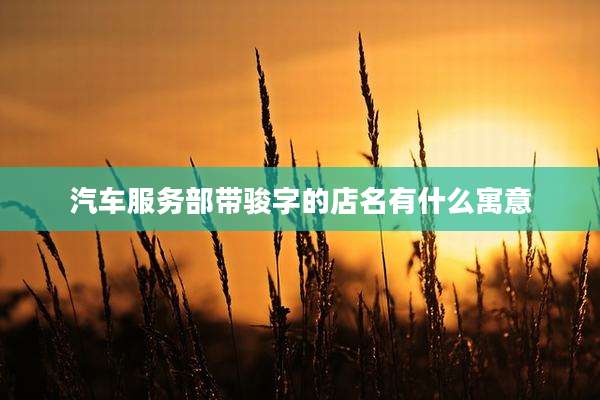 汽车服务部带骏字的店名有什么寓意