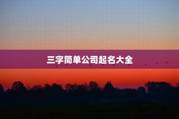 三字简单公司起名大全