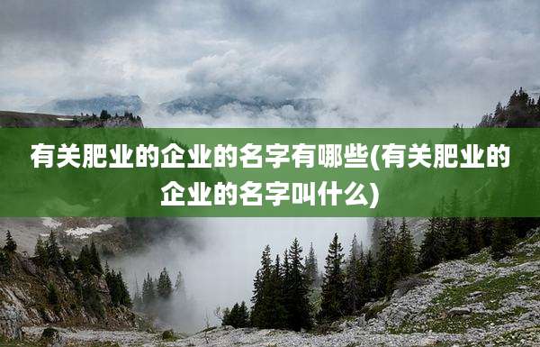 有关肥业的企业的名字有哪些(有关肥业的企业的名字叫什么)