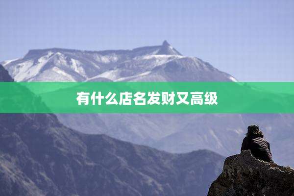 有什么店名发财又高级