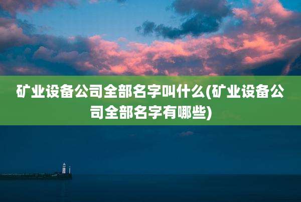 矿业设备公司全部名字叫什么(矿业设备公司全部名字有哪些)