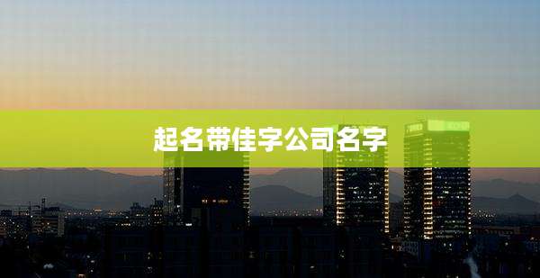 起名带佳字公司名字