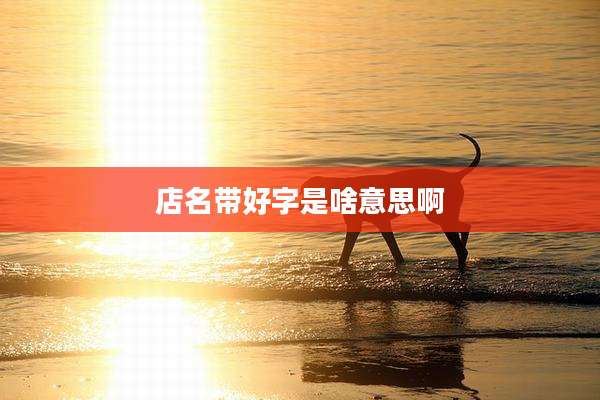 店名带好字是啥意思啊