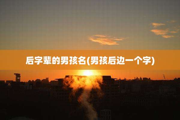 后字辈的男孩名(男孩后边一个字)