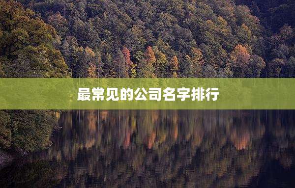 最常见的公司名字排行