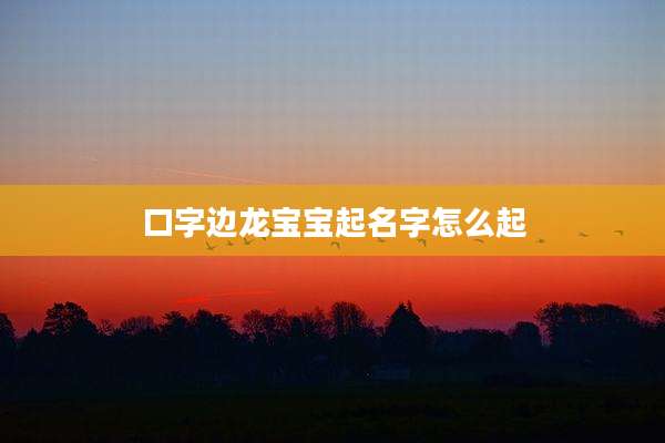 口字边龙宝宝起名字怎么起