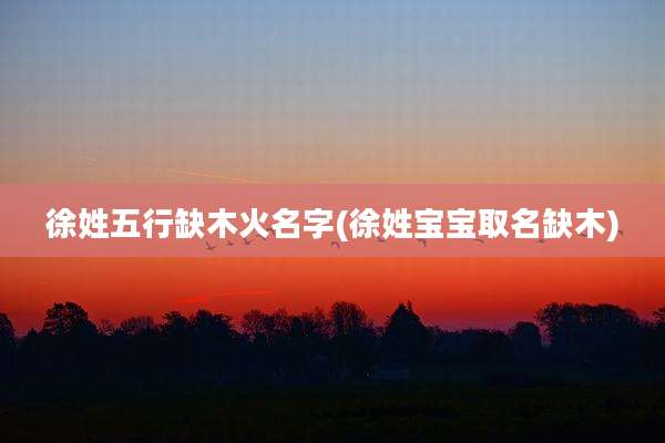徐姓五行缺木火名字(徐姓宝宝取名缺木)