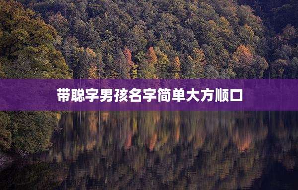 带聪字男孩名字简单大方顺口
