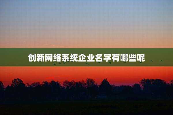 创新网络系统企业名字有哪些呢