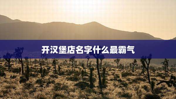 开汉堡店名字什么最霸气