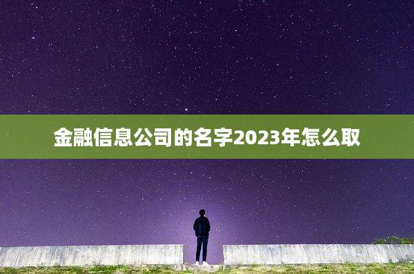 金融信息公司的名字2023年怎么取