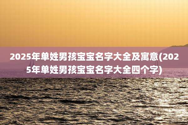2025年单姓男孩宝宝名字大全及寓意(2025年单姓男孩宝宝名字大全四个字)
