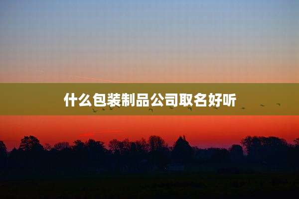 什么包装制品公司取名好听