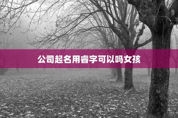 公司起名用睿字可以吗女孩