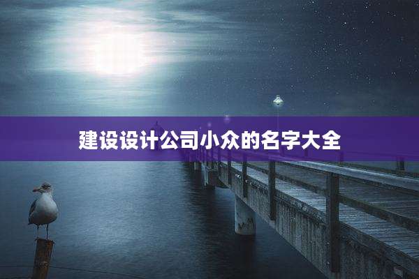 建设设计公司小众的名字大全