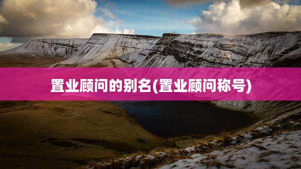 置业顾问的别名(置业顾问称号)
