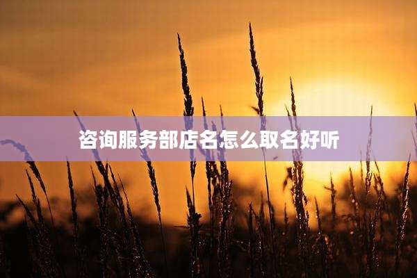 咨询服务部店名怎么取名好听