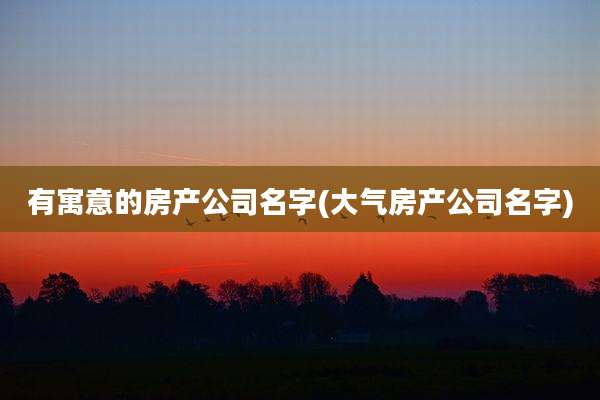 有寓意的房产公司名字(大气房产公司名字)