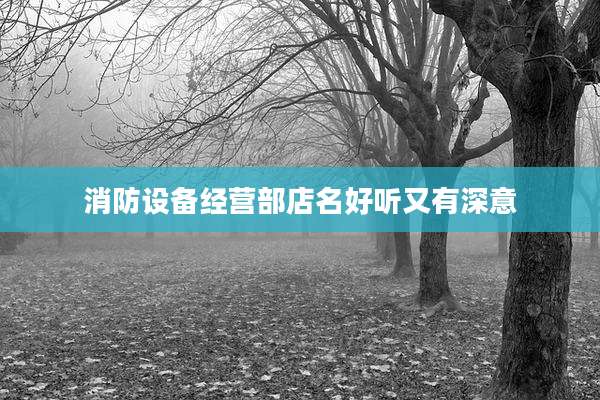 消防设备经营部店名好听又有深意