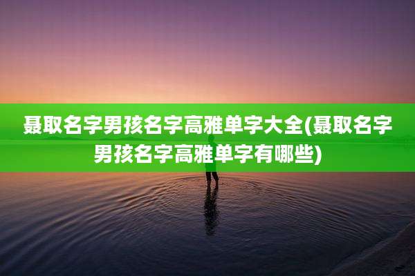 聂取名字男孩名字高雅单字大全(聂取名字男孩名字高雅单字有哪些)