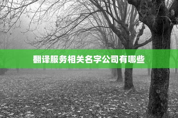 翻译服务相关名字公司有哪些