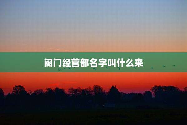 阀门经营部名字叫什么来