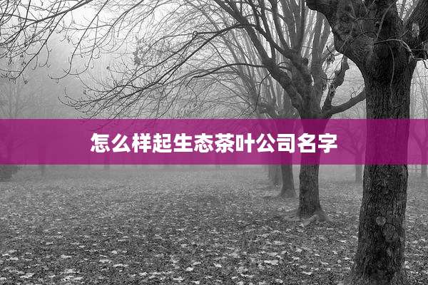 怎么样起生态茶叶公司名字