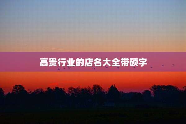 高贵行业的店名大全带硕字