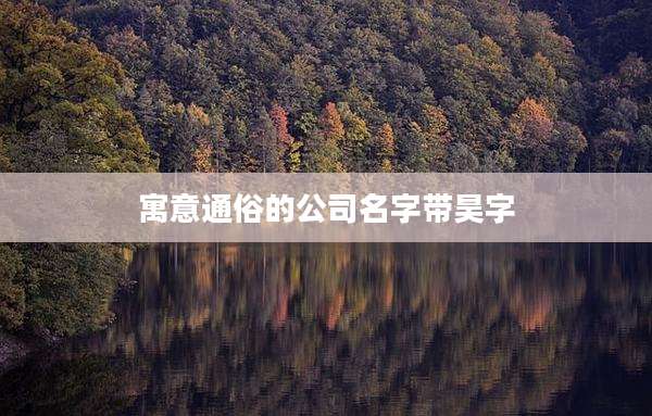 寓意通俗的公司名字带昊字