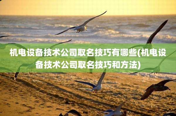 机电设备技术公司取名技巧有哪些(机电设备技术公司取名技巧和方法)