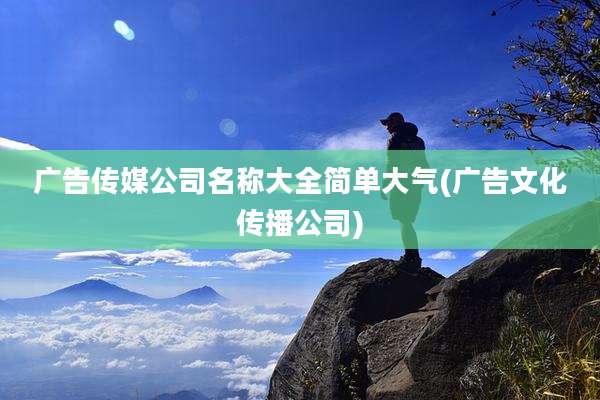 广告传媒公司名称大全简单大气(广告文化传播公司)