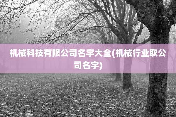 机械科技有限公司名字大全(机械行业取公司名字)