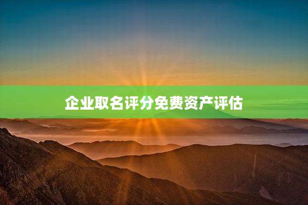 企业取名评分免费资产评估