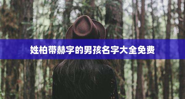姓柏带赫字的男孩名字大全免费
