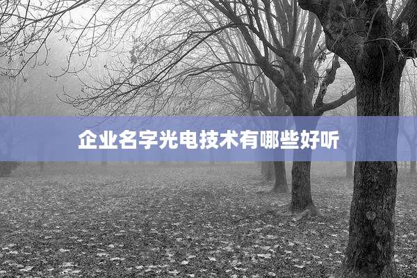 企业名字光电技术有哪些好听
