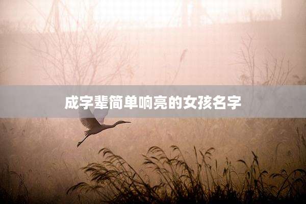 成字辈简单响亮的女孩名字
