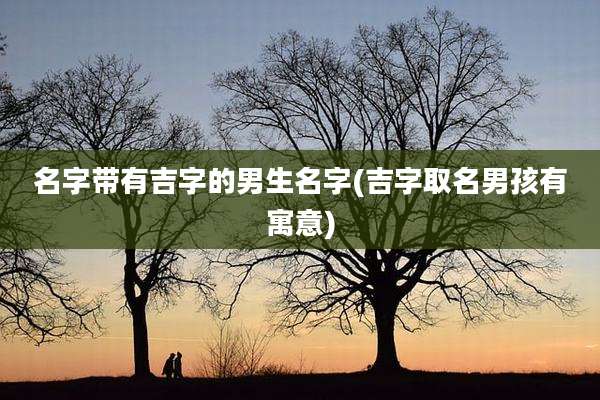 名字带有吉字的男生名字(吉字取名男孩有寓意)