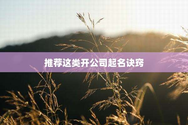 推荐这类开公司起名诀窍