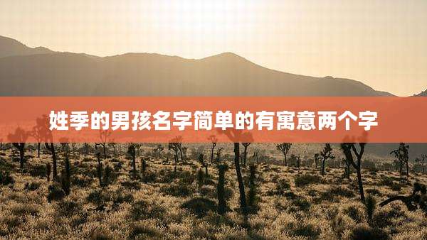 姓季的男孩名字简单的有寓意两个字