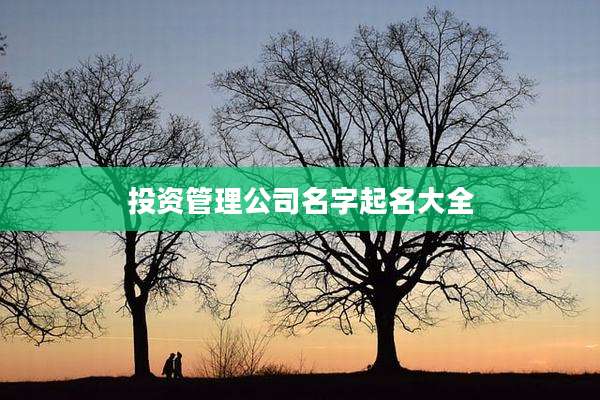 投资管理公司名字起名大全